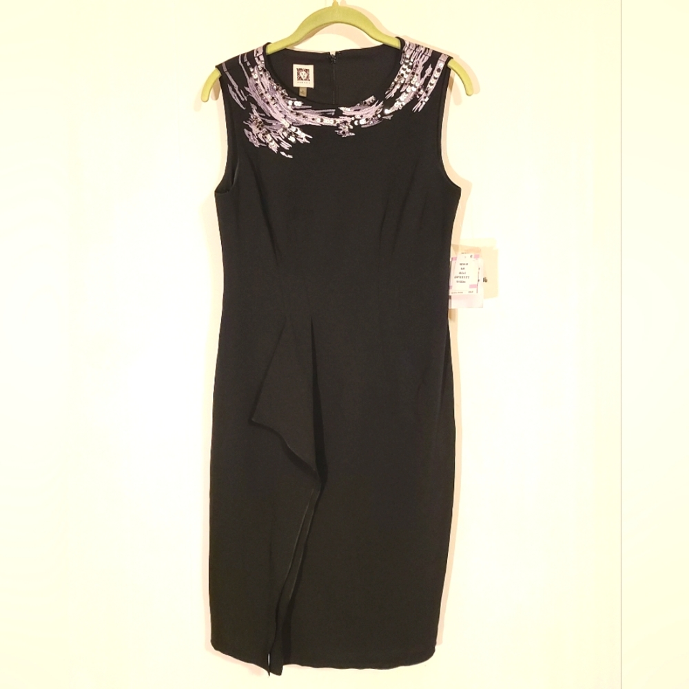 NWT Anne Klein Black Sequin Dress Size 6